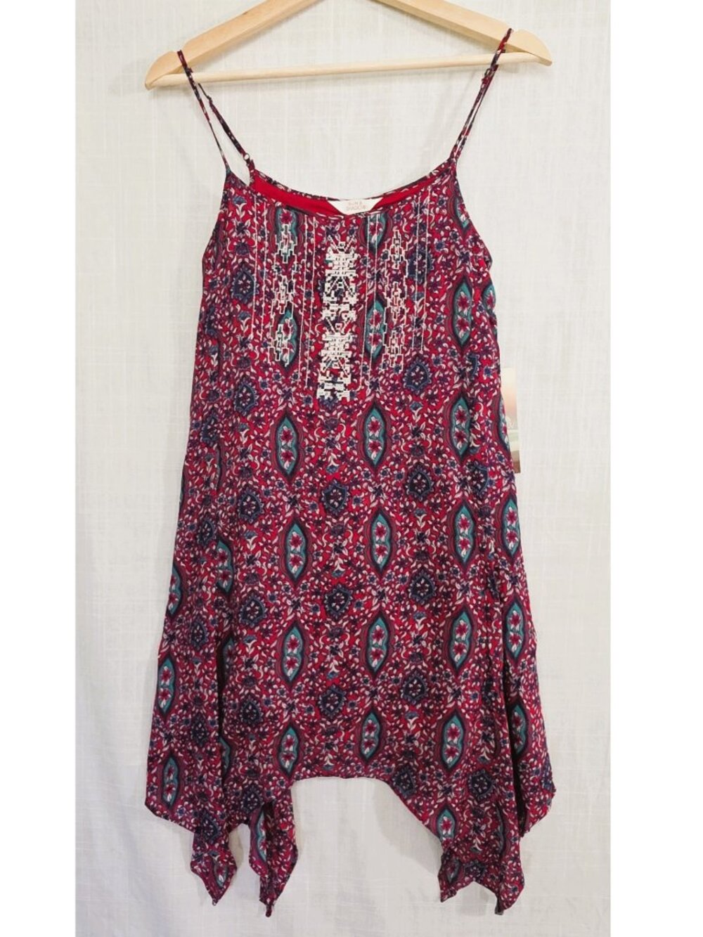 Sun & Shadow Pink Paisley Handkerchief Dress XS NWT Boho Revival